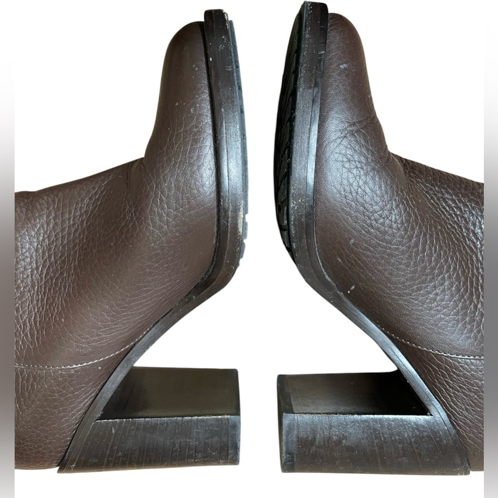 Aquatalia Beryl Brown Pebbled Leather Heeled Boots Size 7 1/2 Made In Italy - Picture 2 of 13